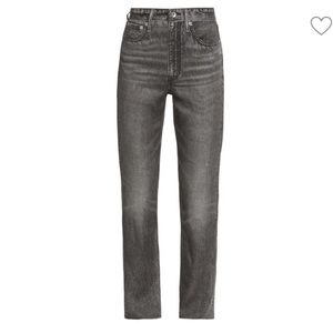 Like new hemmed to 28”Rag & Bone Alex Liquid High Waist Straight Leg Pants black